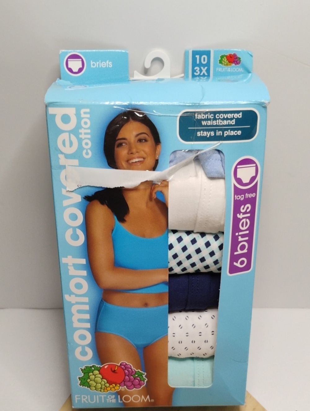 Fruit of the Loom Women’s Assorted Blue & White Briefs - 6 Pack